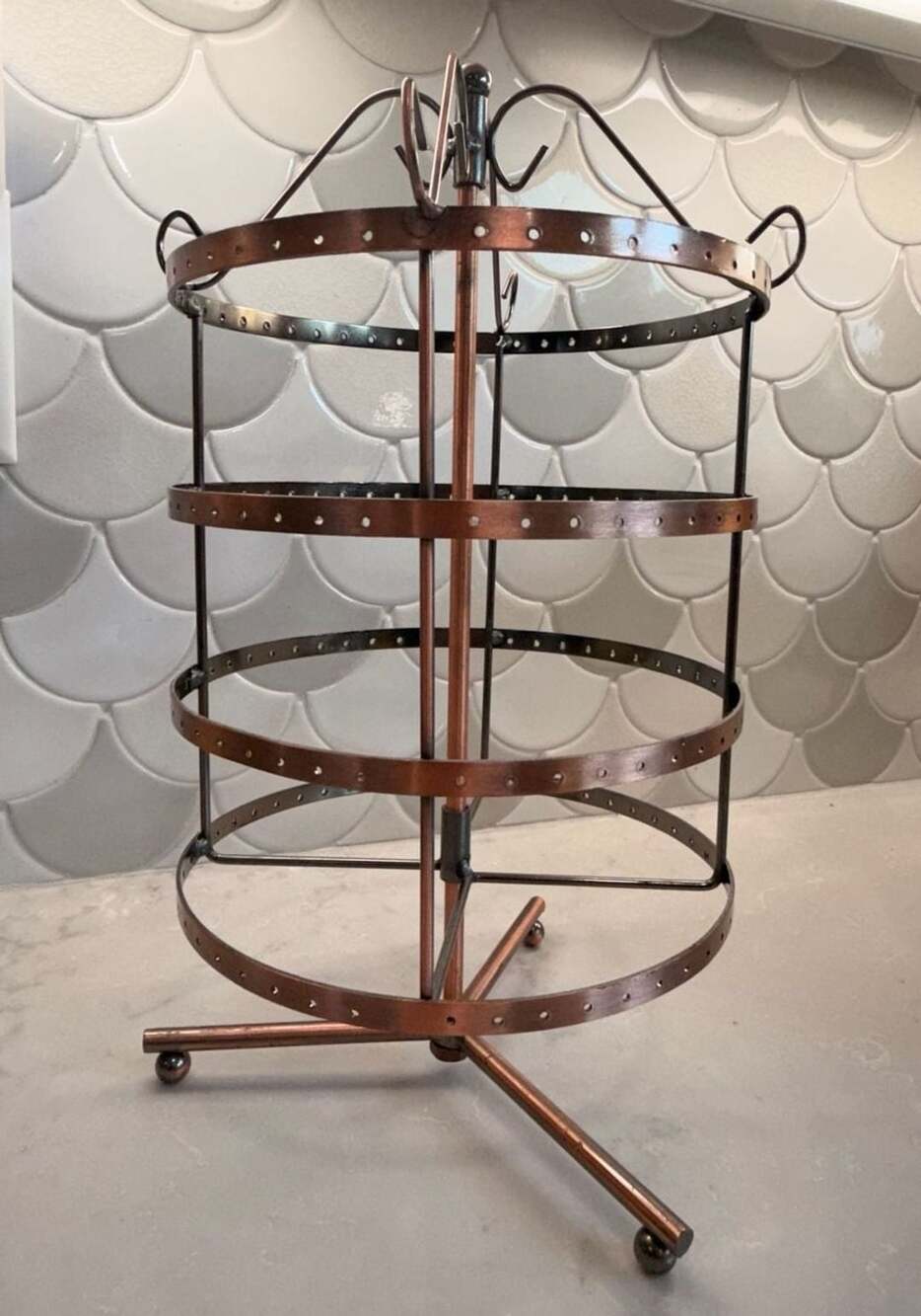 Vintage Copper 4-Tier Rotating Metal Earring Display Stand Holder